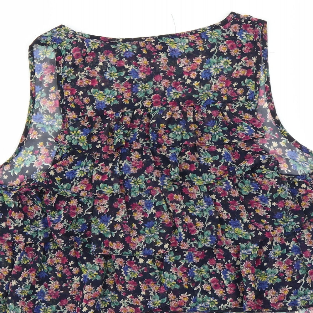 Topshop Womens Black Floral Basic Blouse Size 8