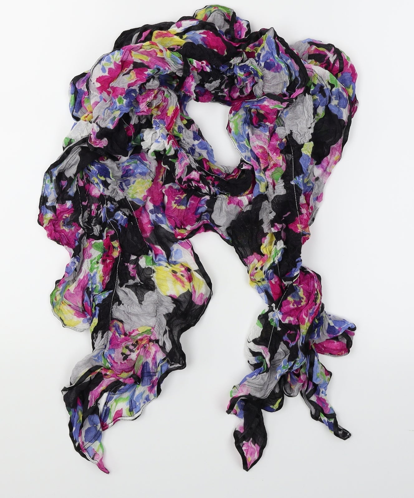 Preworn Black Floral Scarf