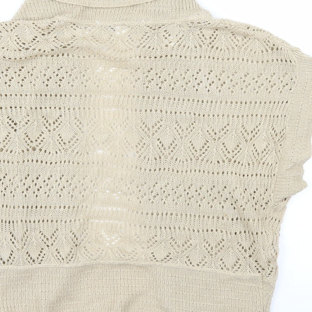 Brand and care label for Forever 21 women’s beige cardigan jumper, size L