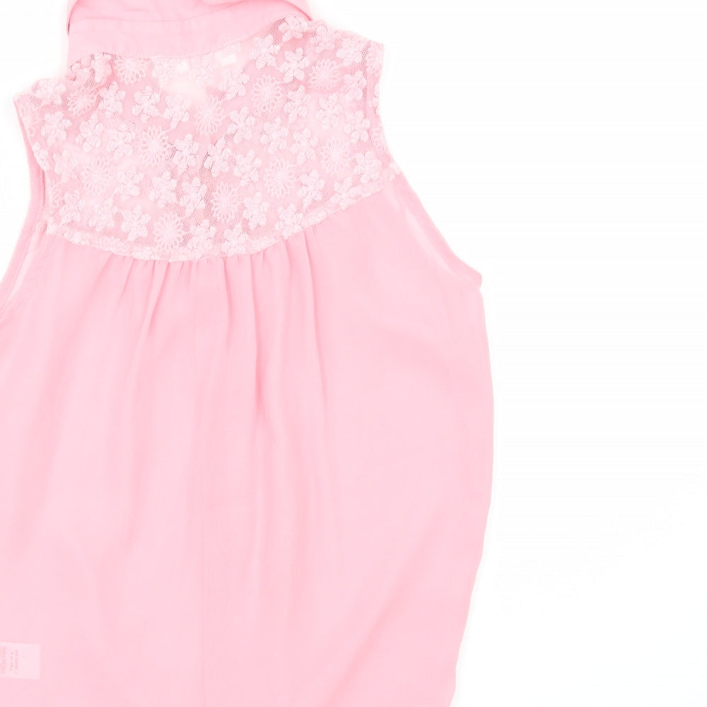 M&Co Girls Pink Tunic Button-Up Size 9-10 Years