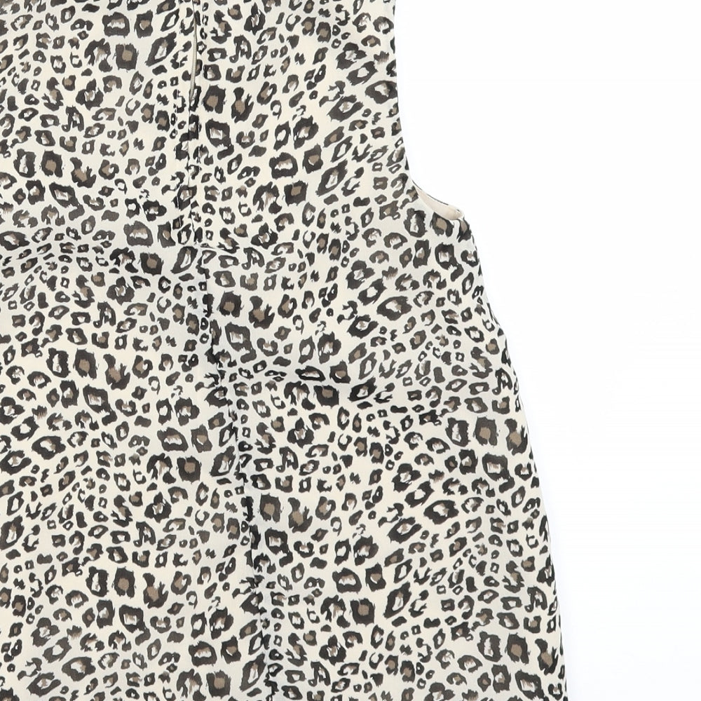George Girls Beige Animal Print Basic Blouse Size 8-9 Years