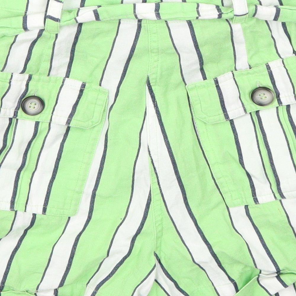 Topshop Womens Green Striped Mom Shorts Size 8