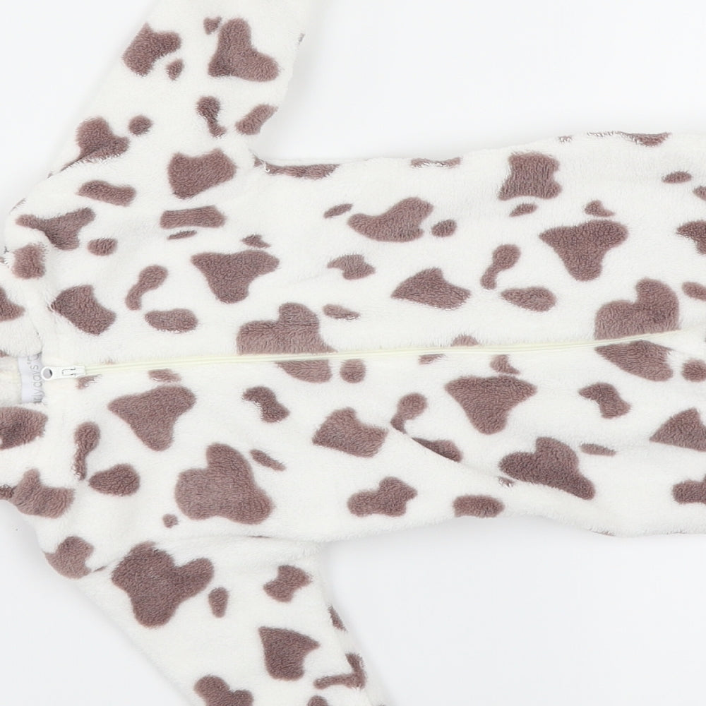 Early Days Girls White Animal Print Kaftan One Piece Size 0-3 Months - Cow