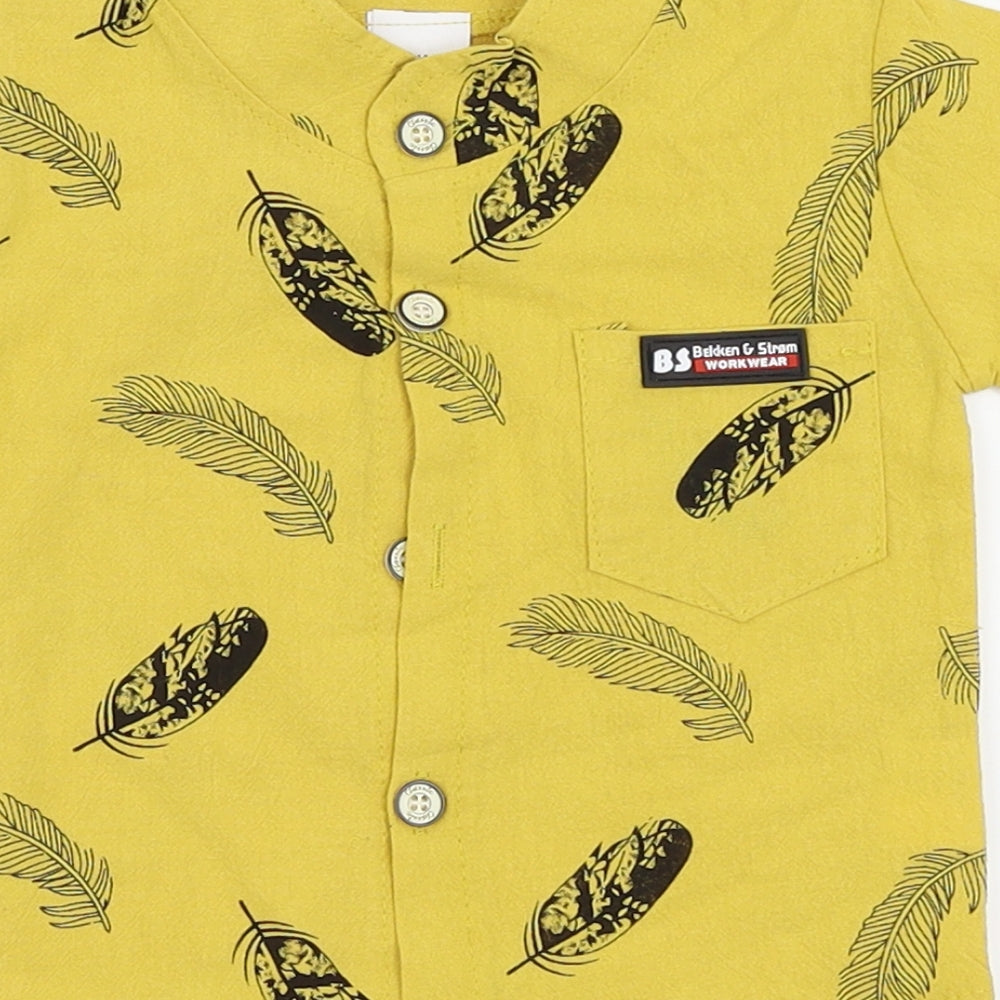 Bekken & Strom Boys Yellow Floral Basic Button-Up Size 3-6 Months