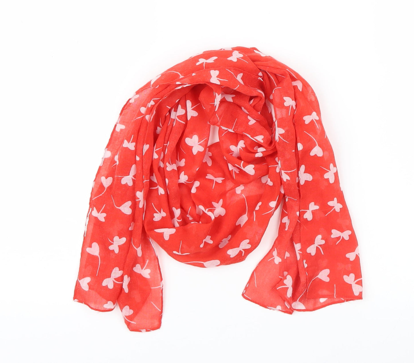 Preworn Womens Red Geometric Scarf