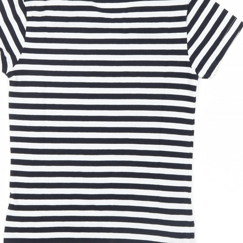 Mango Womens Black Striped Basic T-Shirt Size 4