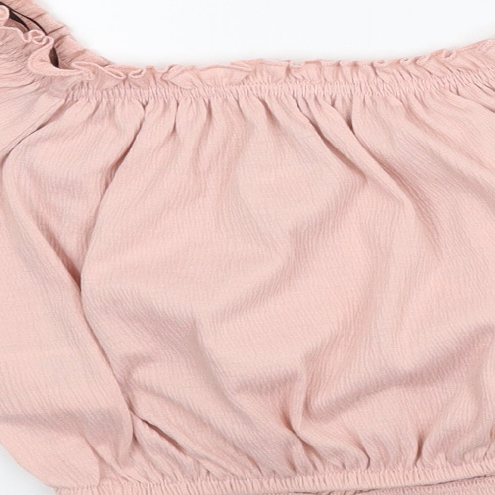 Divided Womens Pink Cropped Blouse Size XS