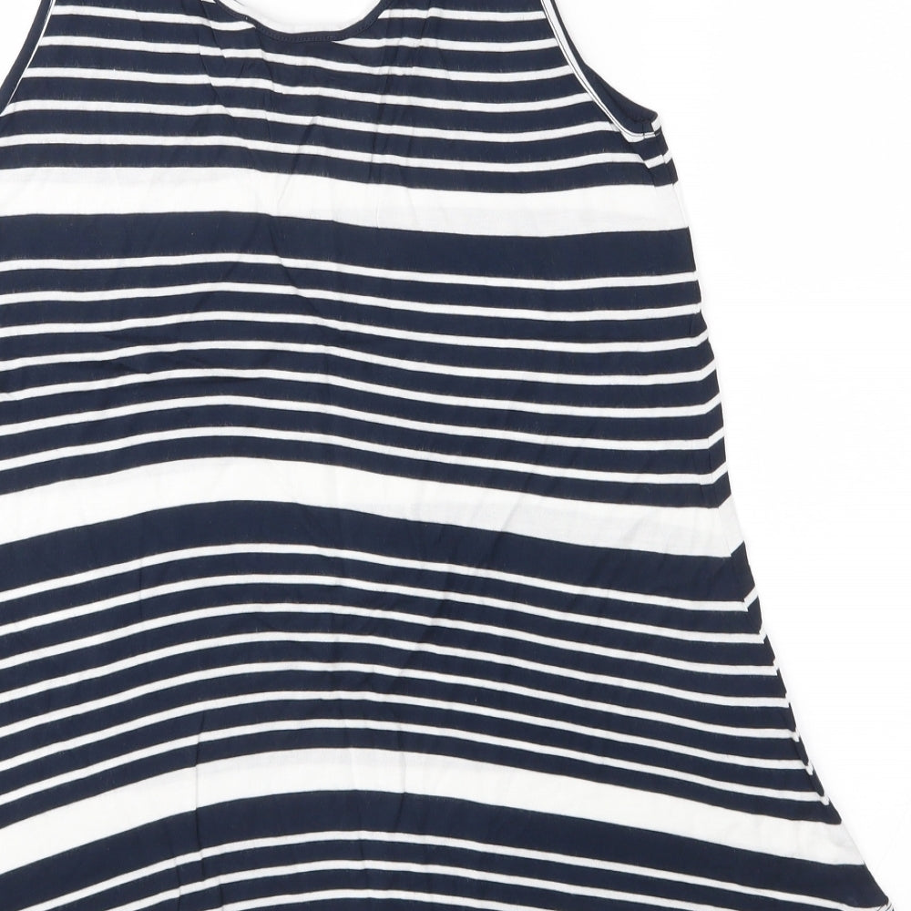 Warehouse Womens Blue Striped Jersey Basic Tank Size 8
