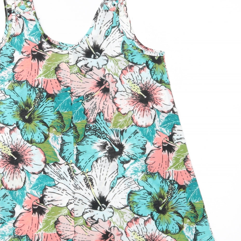 H&M Womens Green Floral Basic Tank Size XS