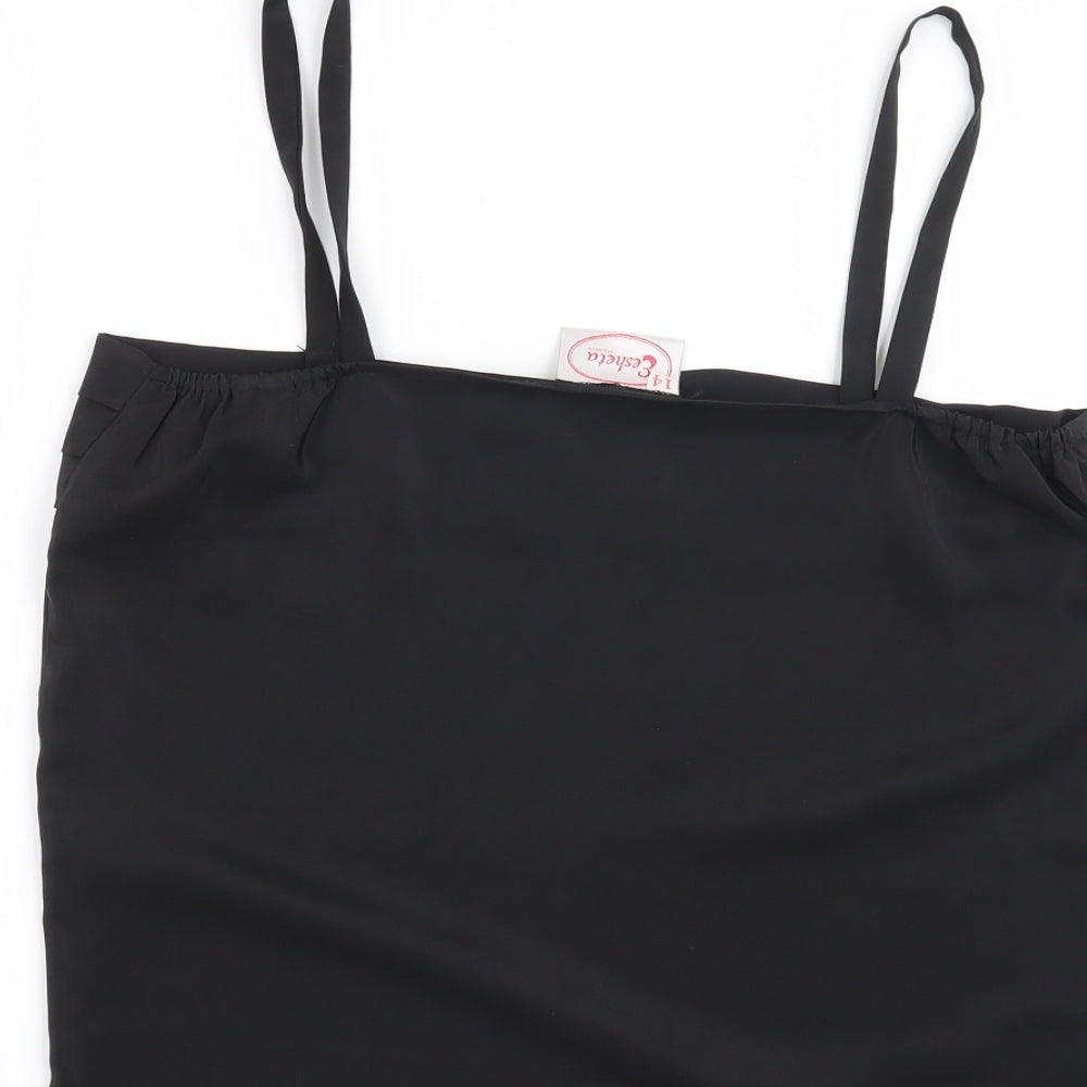 Preworn Womens Black Basic Blouse Size 14