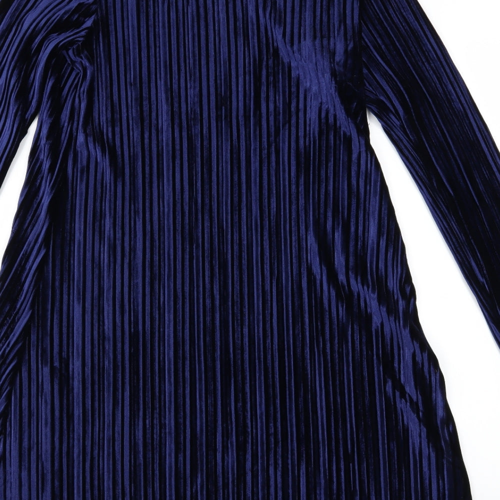 Brave Soul Womens Blue Velour A-Line Size S