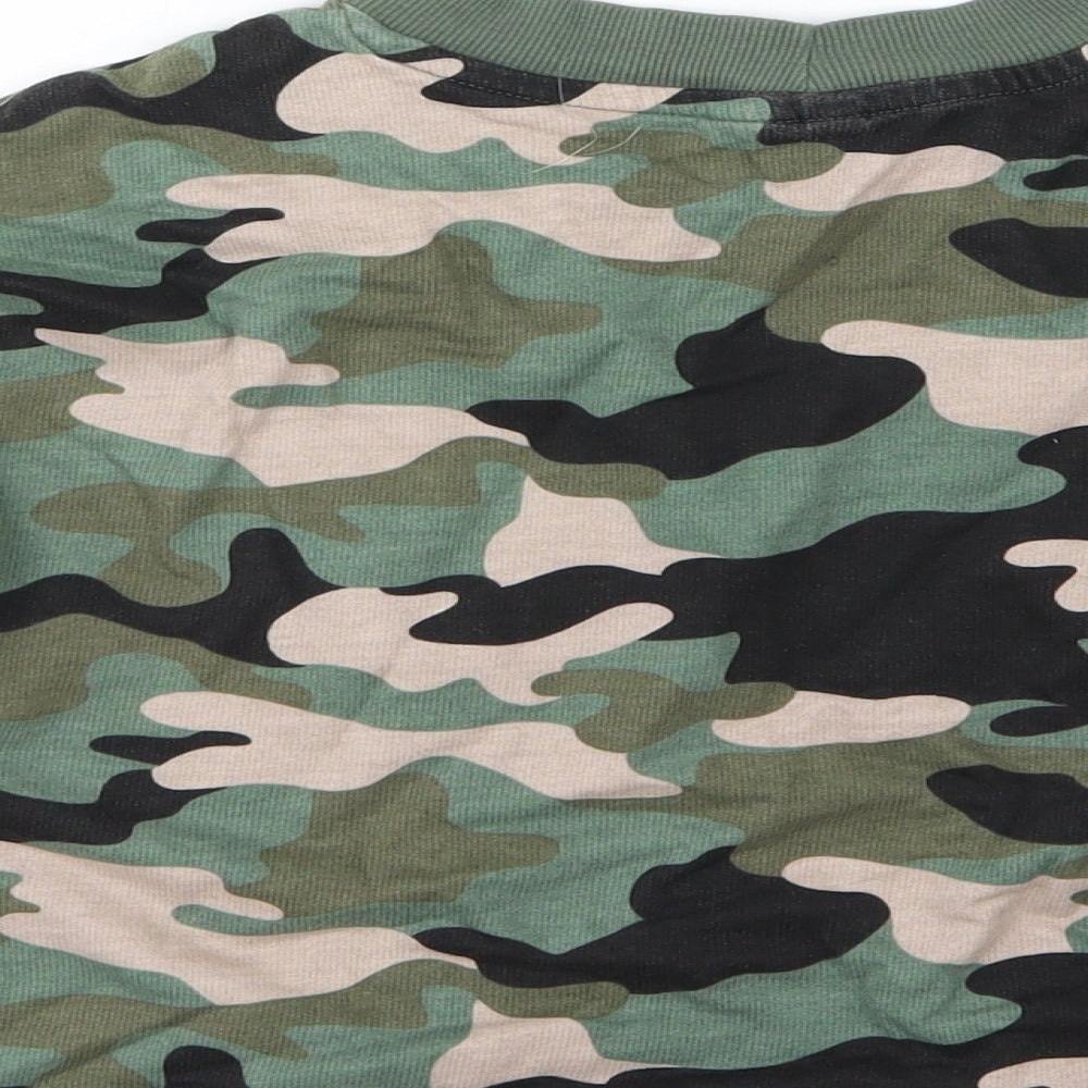 Divided by H&M Womens Green Camouflage Jersey Pullover Sweatshirt Size XS - Cropped