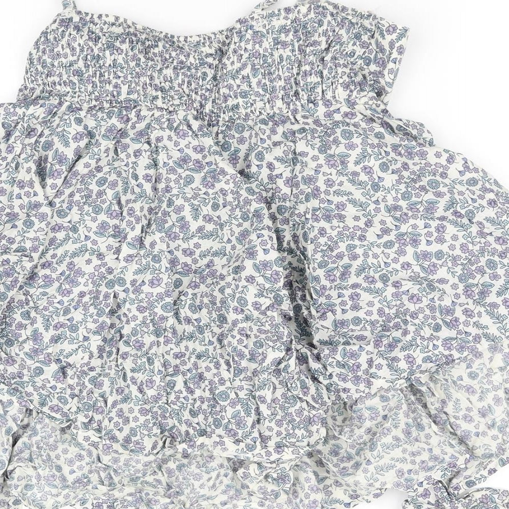 pre worn Womens White Floral Basic Blouse Size 12