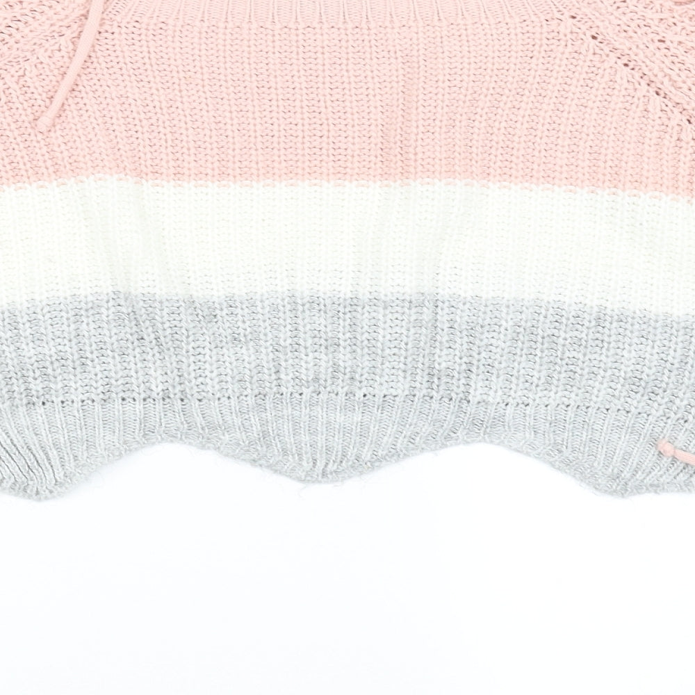 quix Girls White Striped Pullover Jumper Size S