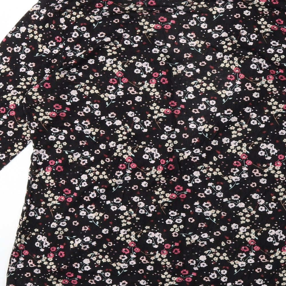 STUDIO BASICS Womens Black Floral Cardigan Jumper Size 8