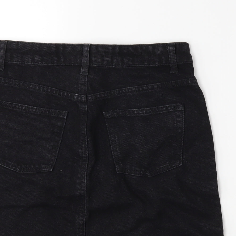 Topshop Womens Black Denim Mini Skirt Size 8