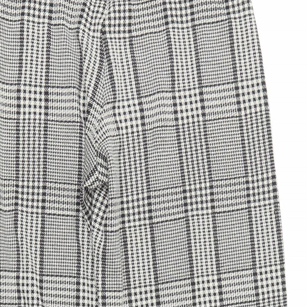 H&M Womens Beige Check Cropped Trousers Size M L20 in