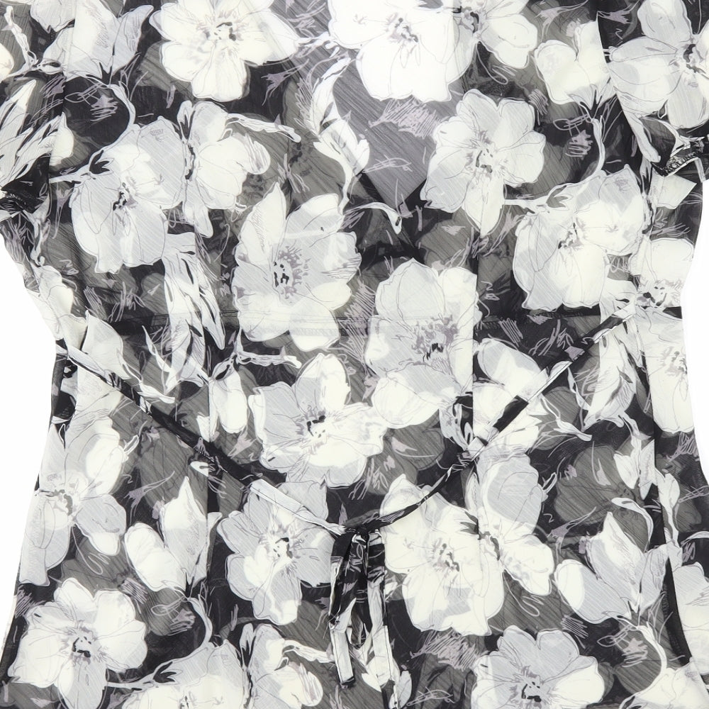 Reflections Womens Black Floral Basic Blouse Size XL