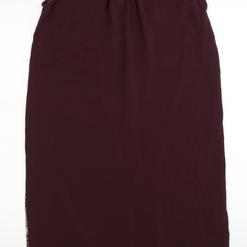 Next Womens Purple Chiffon Tank Dress Size 8 - woodland graphic