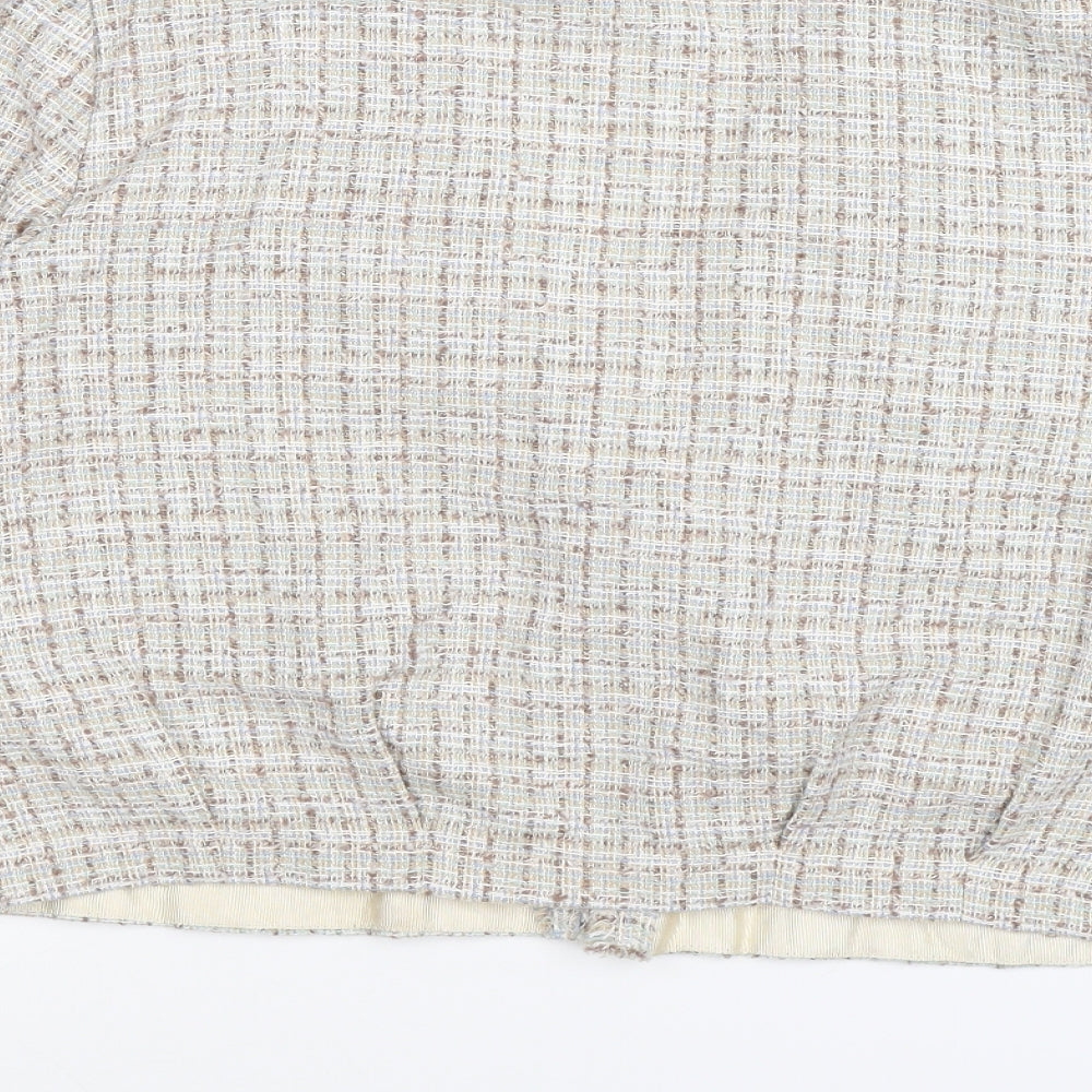 nissa Womens Beige Check Knit Jacket Blazer Size 16
