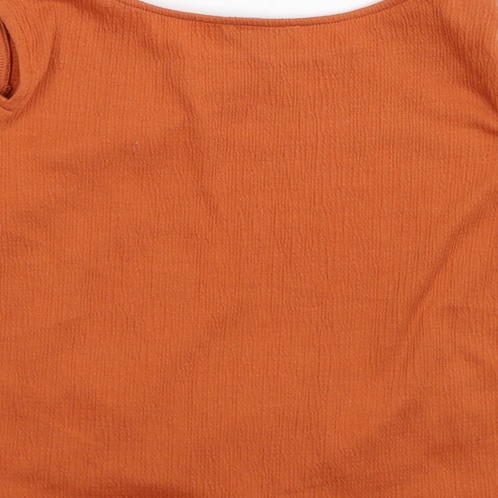 Primark Girls Orange Cropped T-Shirt Size 7-8 Years - cold shoulder