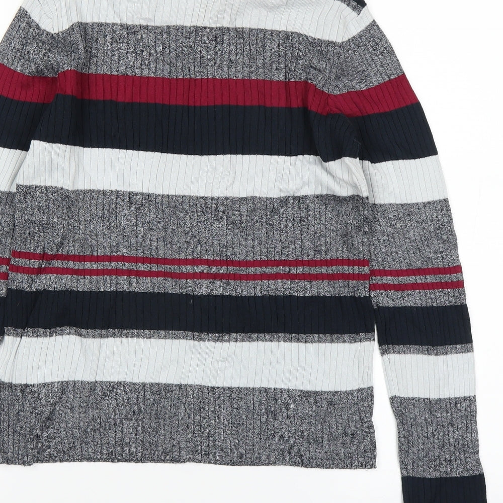H&M Womens Grey Striped Pullover Jumper Size M