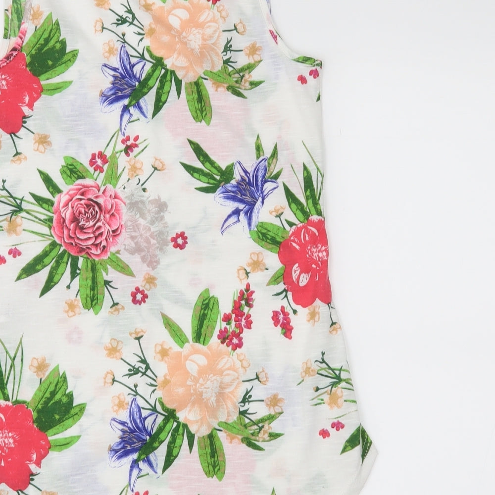 dorophy perkins Womens White Floral Basic Tank Size 6