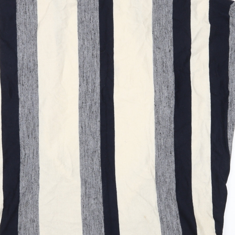 Papaya Womens Grey Striped Cardigan Jumper Size M