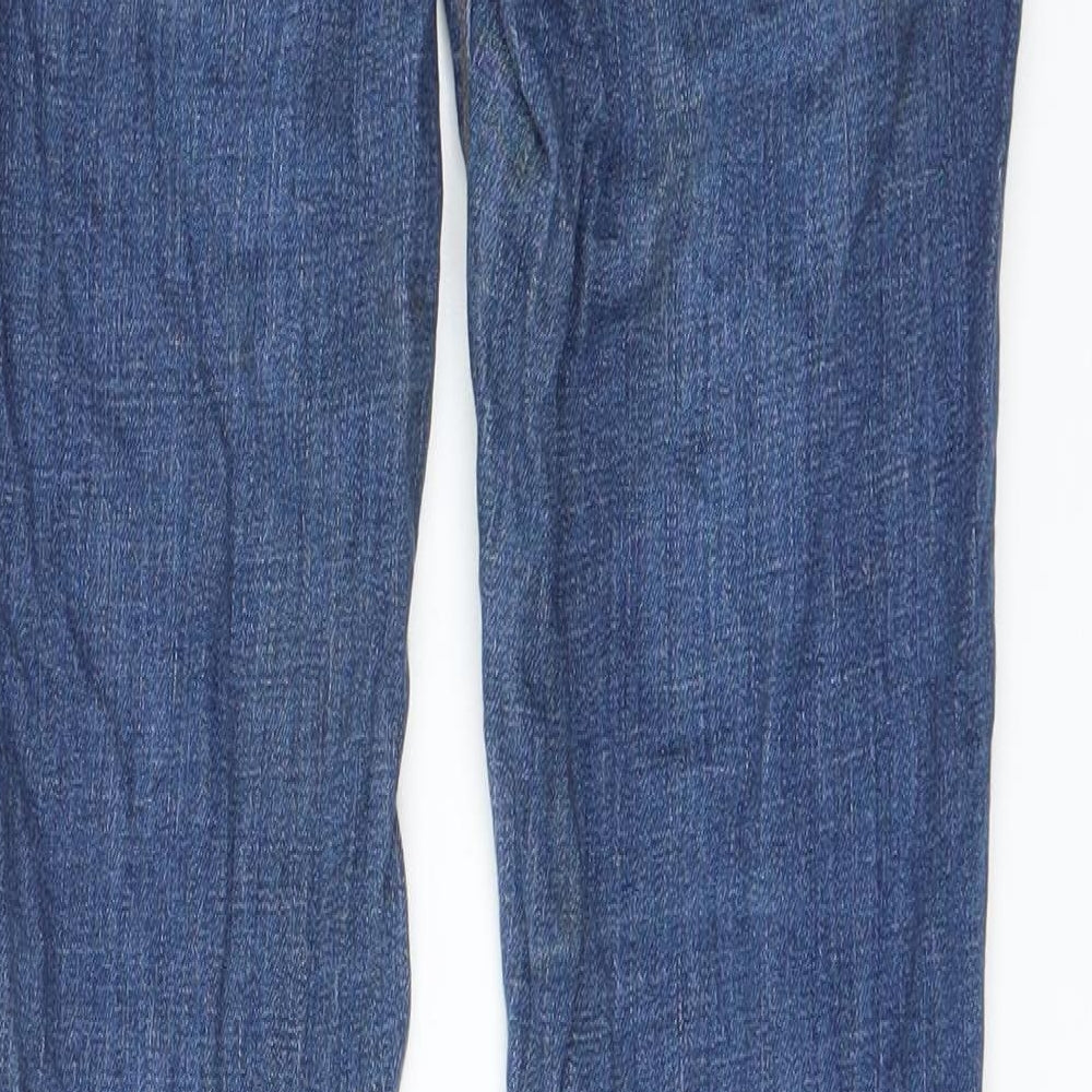 Brand and care label for Zara women’s blue skinny jeans, size UK 6, 28-inch leg