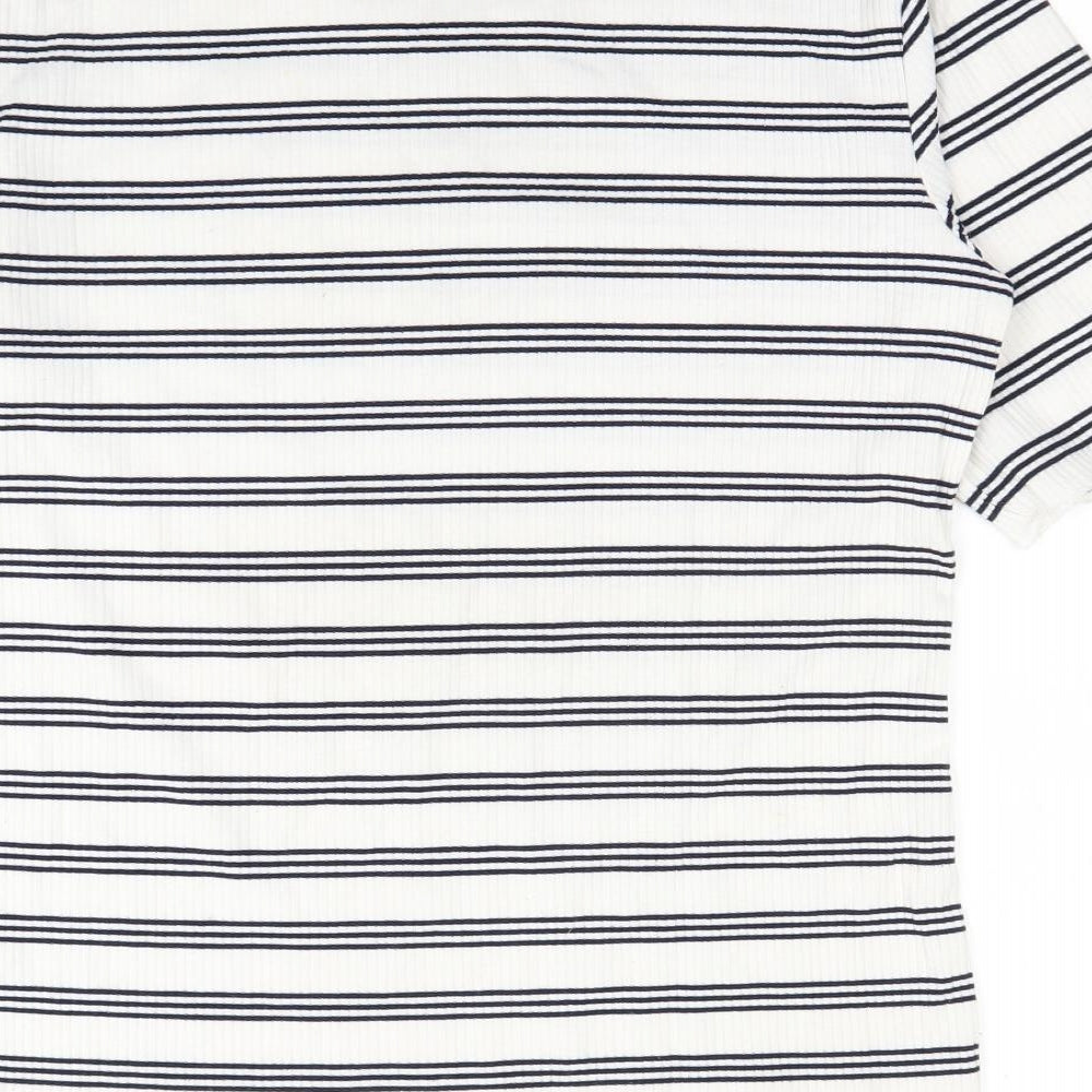 Swell Womens White Striped Basic T-Shirt Size 12