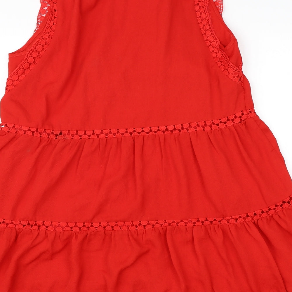 Lovie Womens Red Chiffon Basic Blouse Size XL