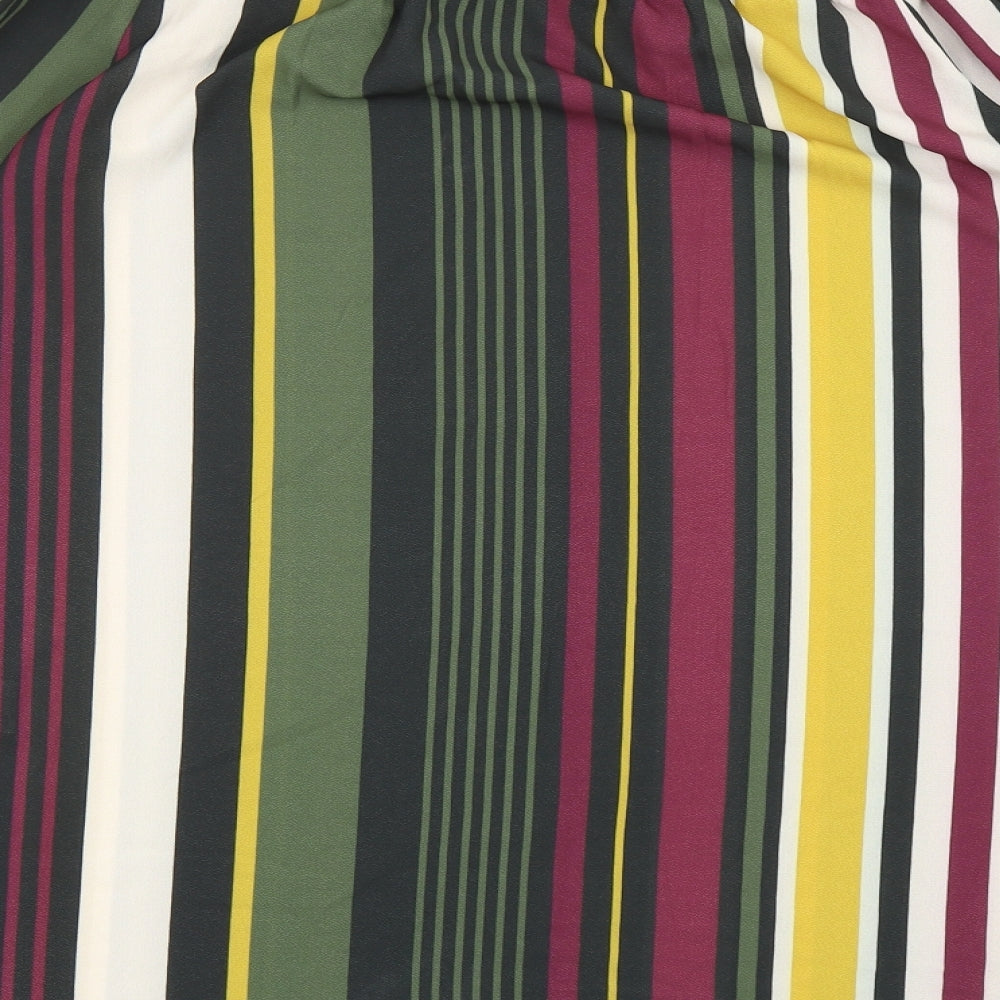 Quiz Womens Multicoloured Striped Chiffon Shirt Dress Size 12