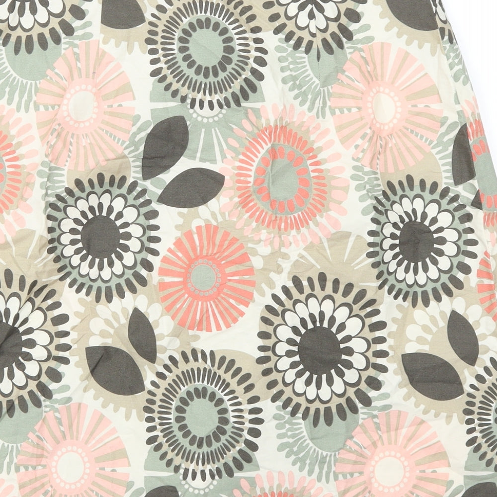 Preworn Womens Beige Floral A-Line Skirt Size 32 in