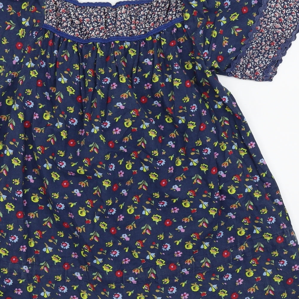 Topshop Womens Blue Floral Basic T-Shirt Size 8