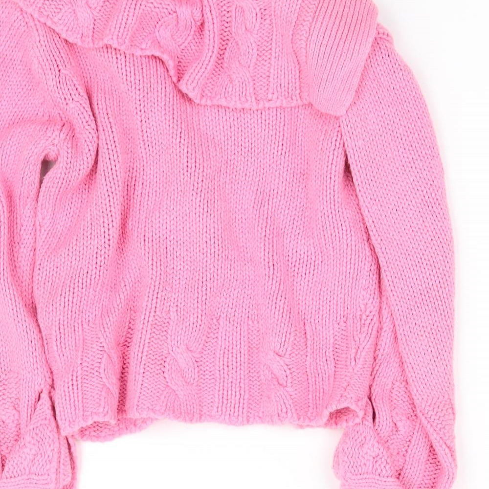 pre worn Girls Pink Cardigan Jumper Size 4 Years
