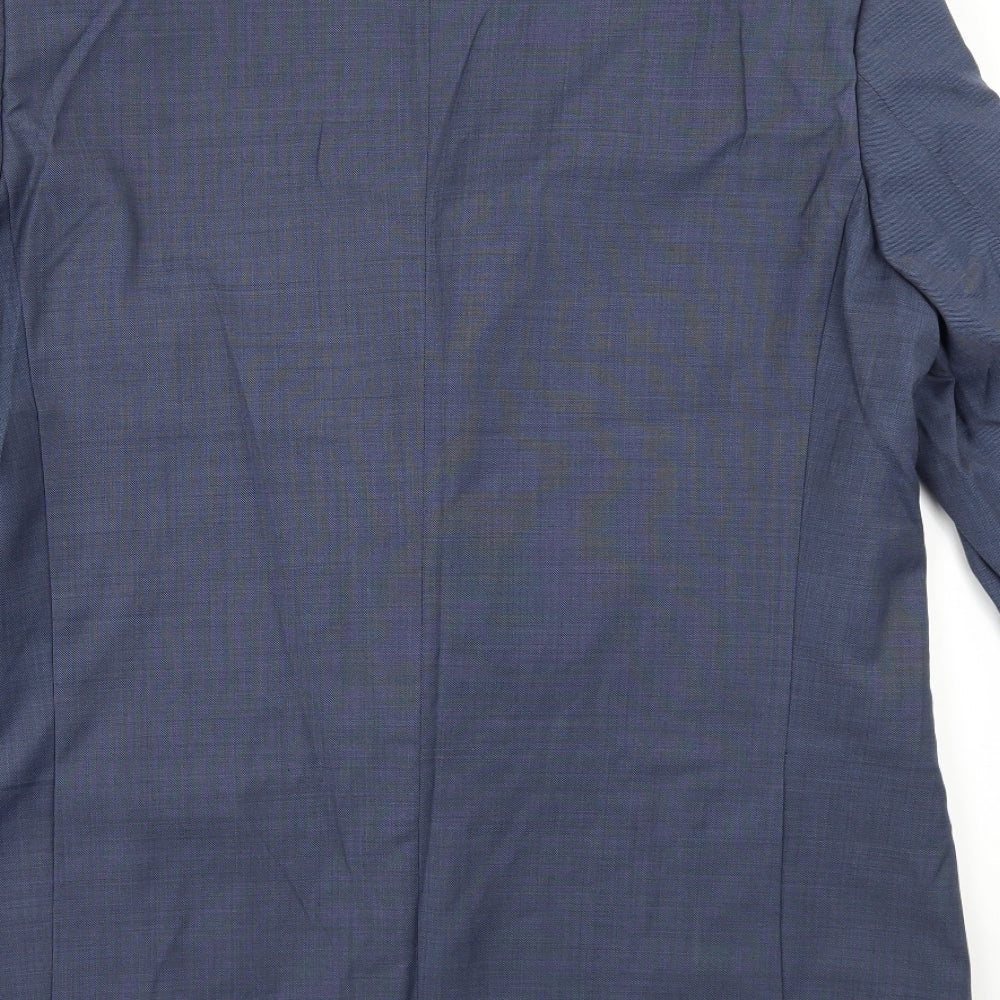 COMMUTER SUITS Mens Blue Herringbone Jacket Suit Size 44