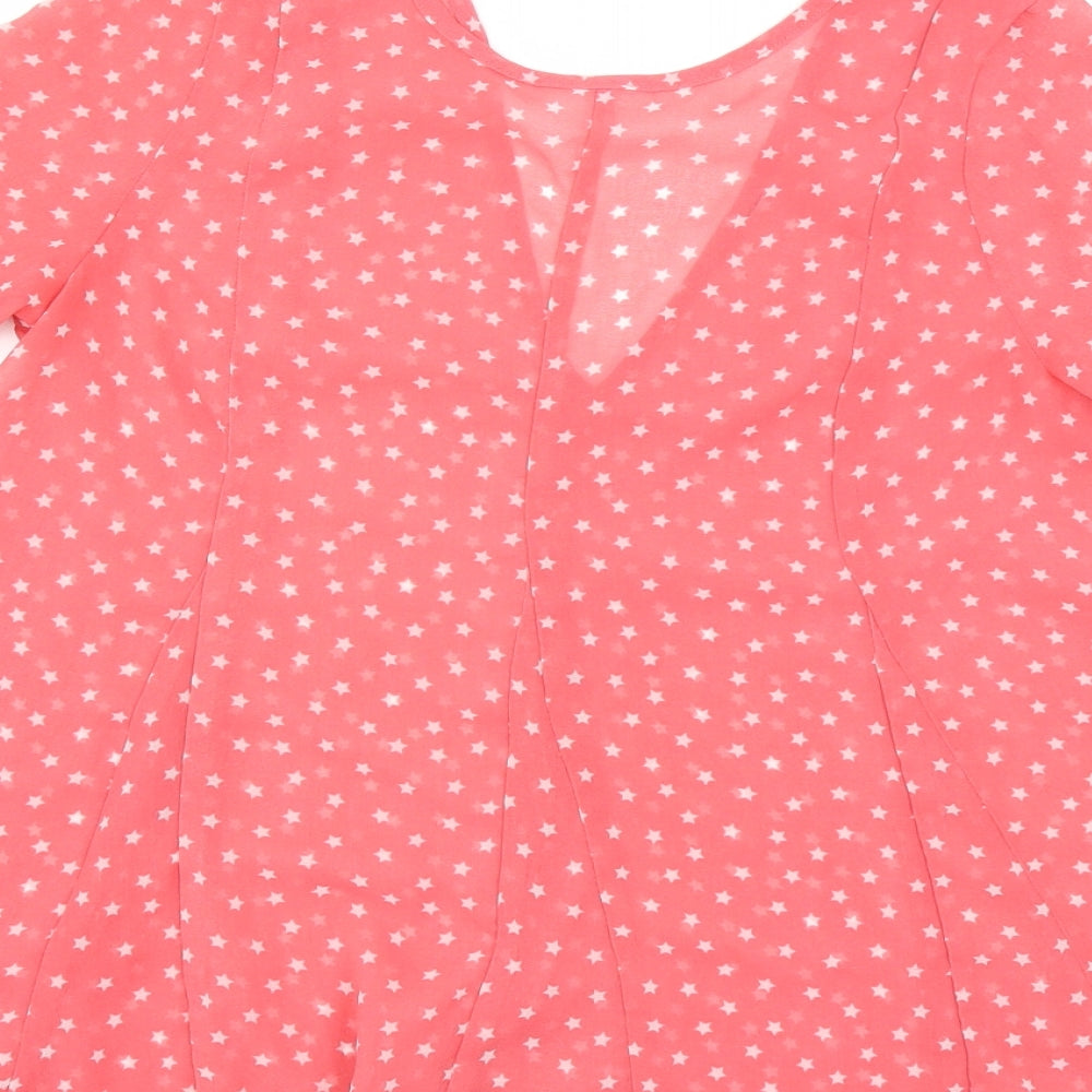 NEXT Womens Pink Basic Blouse Size 6 - star pattern sheer
