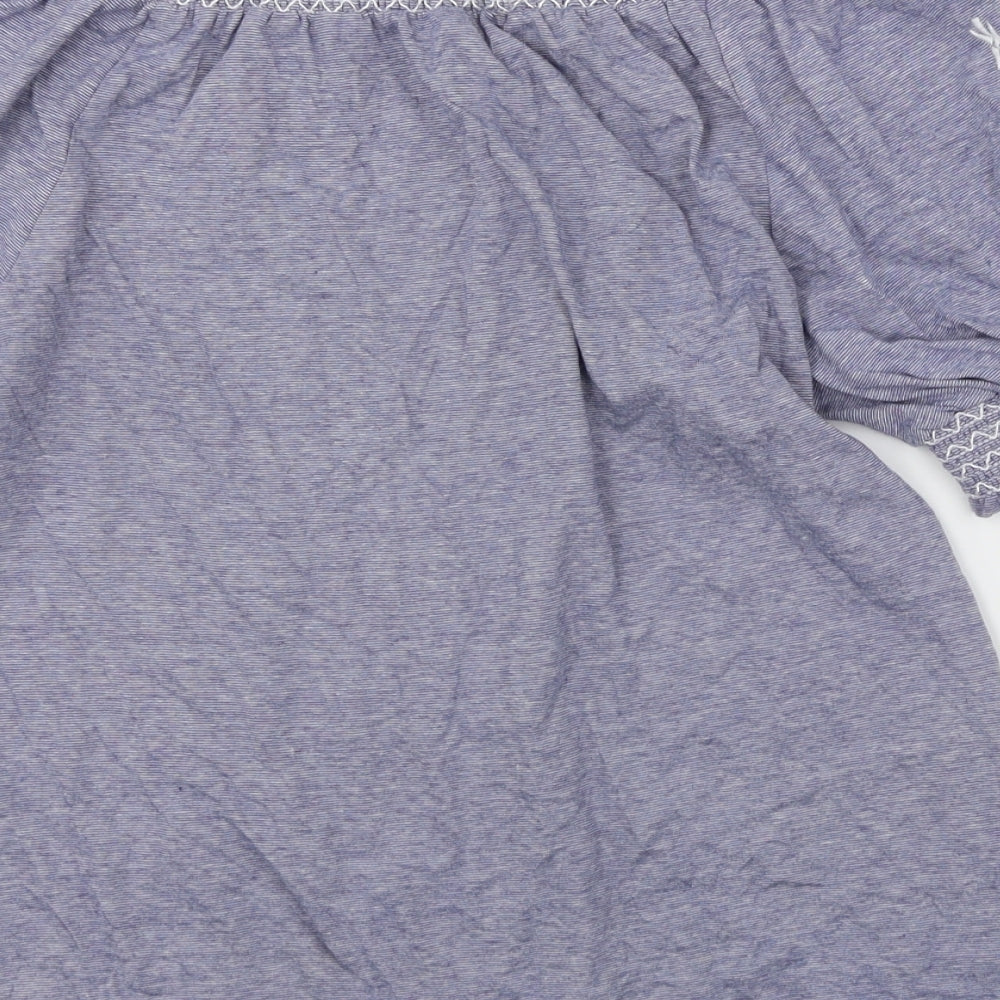 Primark Womens Blue Striped Basic T-Shirt Size 4