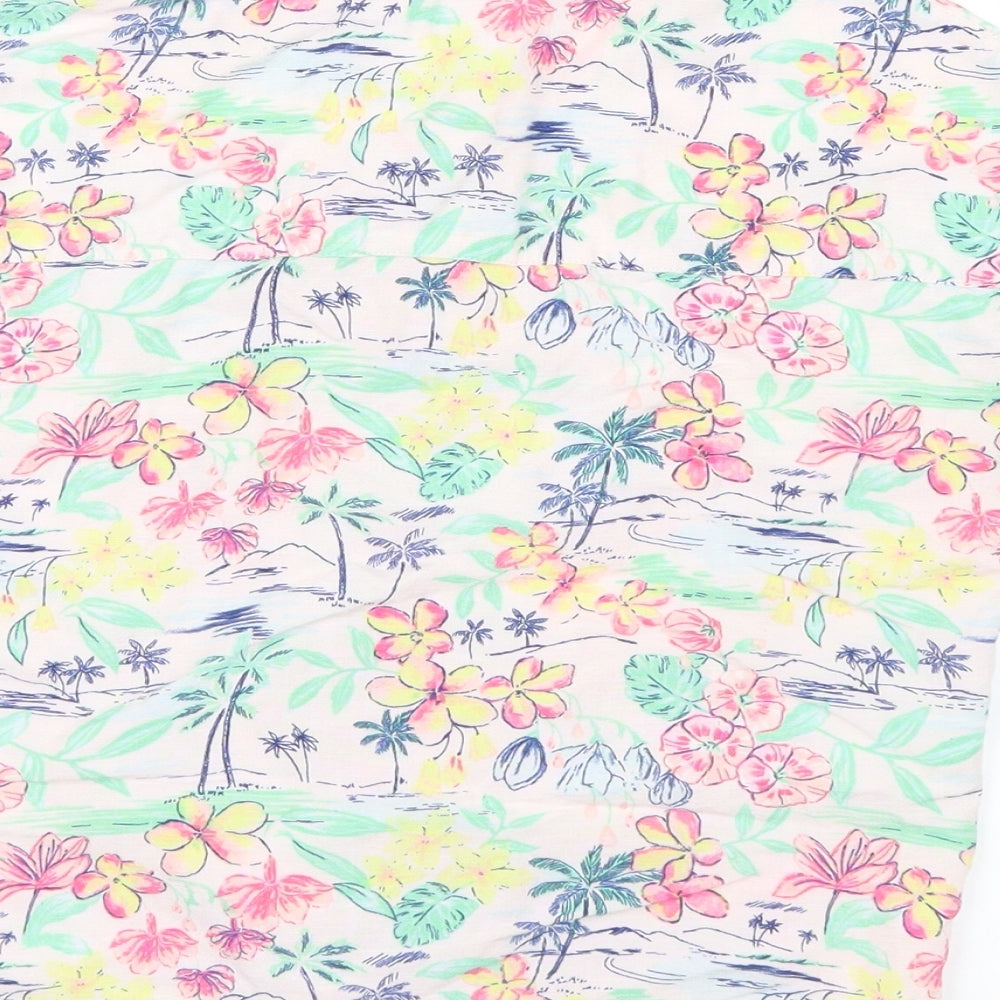 Marks and Spencer Girls Pink Floral Basic Button-Up Size 10-11 Years - Tie up front