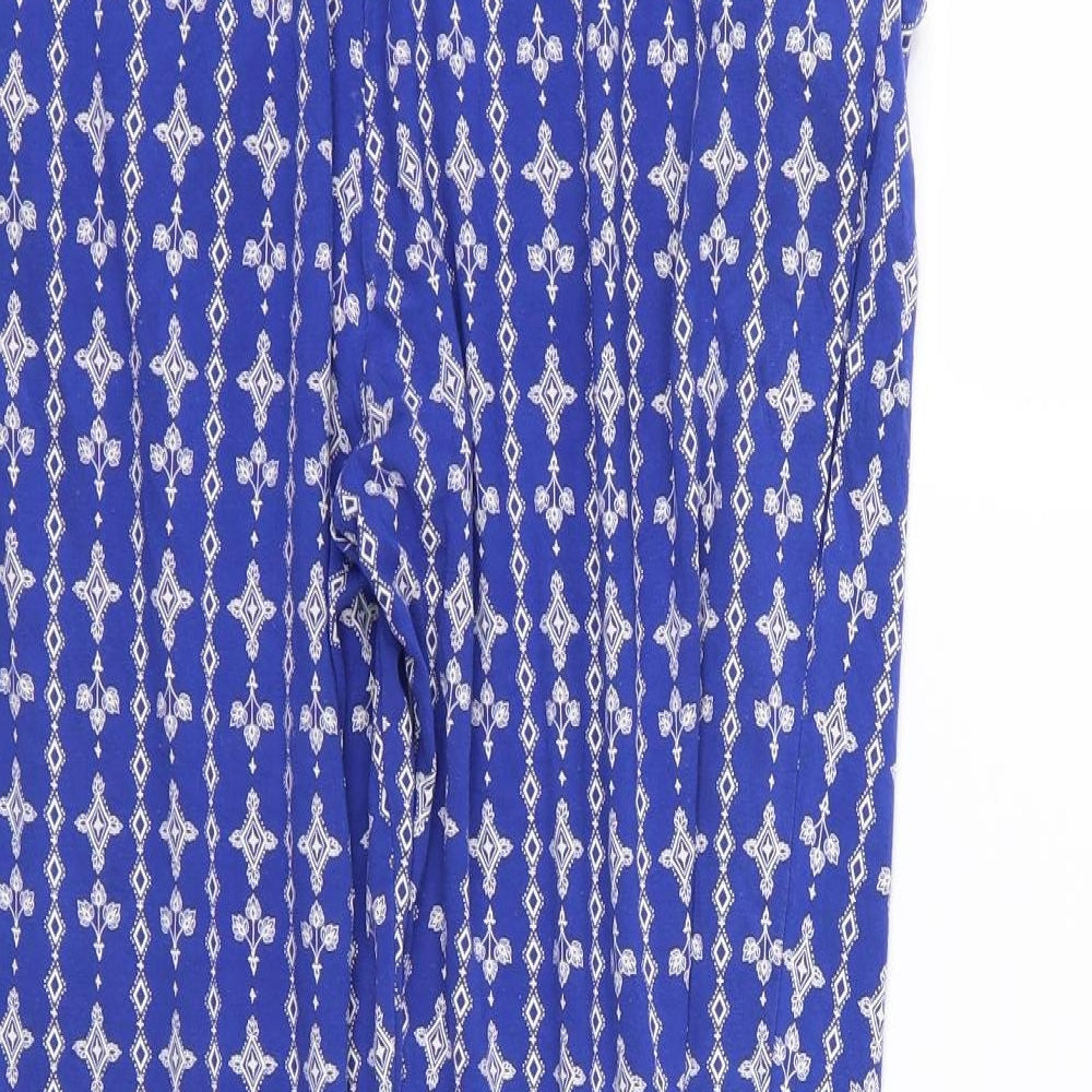 Marks and Spencer Womens Blue Floral Trousers Size 12 L27 in