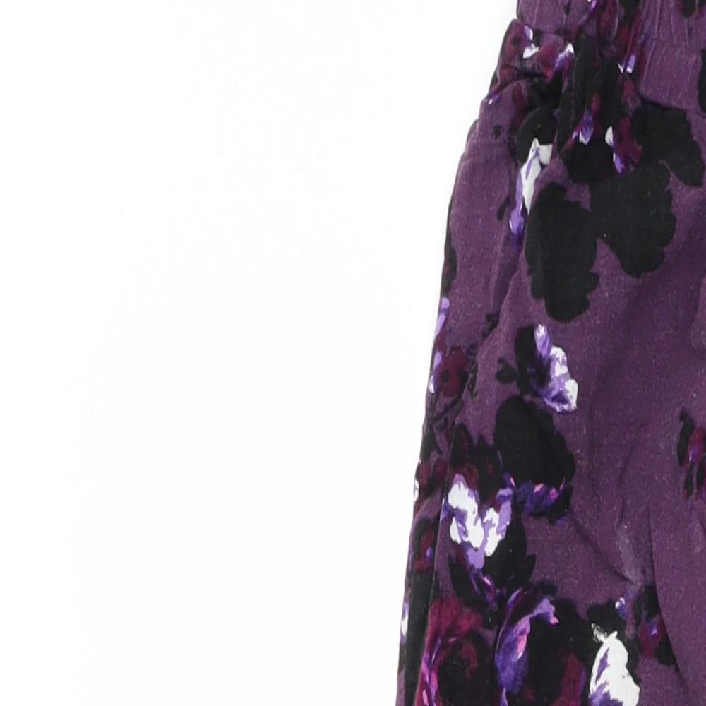 Dorothy Perkins Womens Purple Floral Trousers Size 12 L23 in