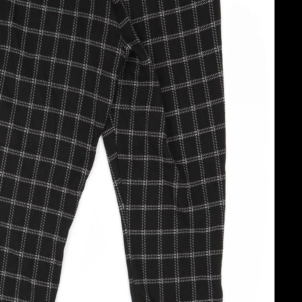 F&F Womens Black Check Trousers Size 18 L24 in