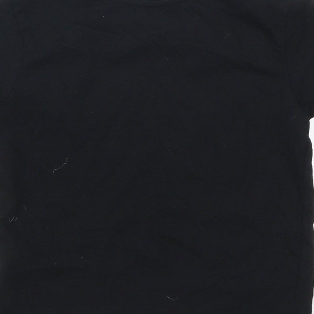 Brand and care label for Primark girls’ black basic t-shirt, size 18-24, months - palm tree