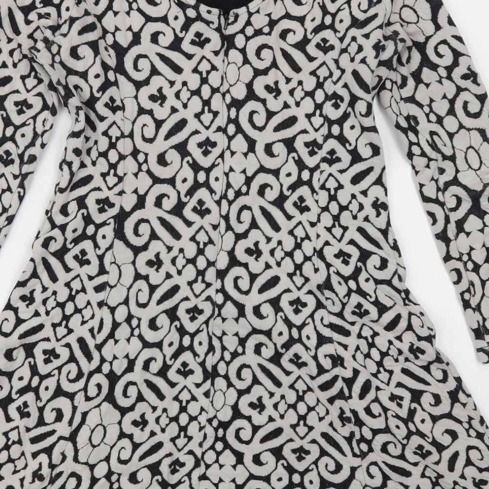 Marks & Spencer Womens Grey Geometric Skater Dress Size 8