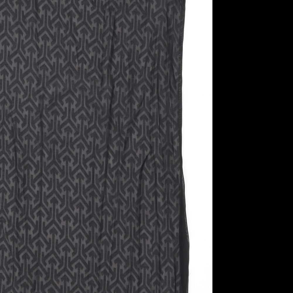 Marks and Spencer Womens Black Geometric Basic Tank Size 12 - Black and White