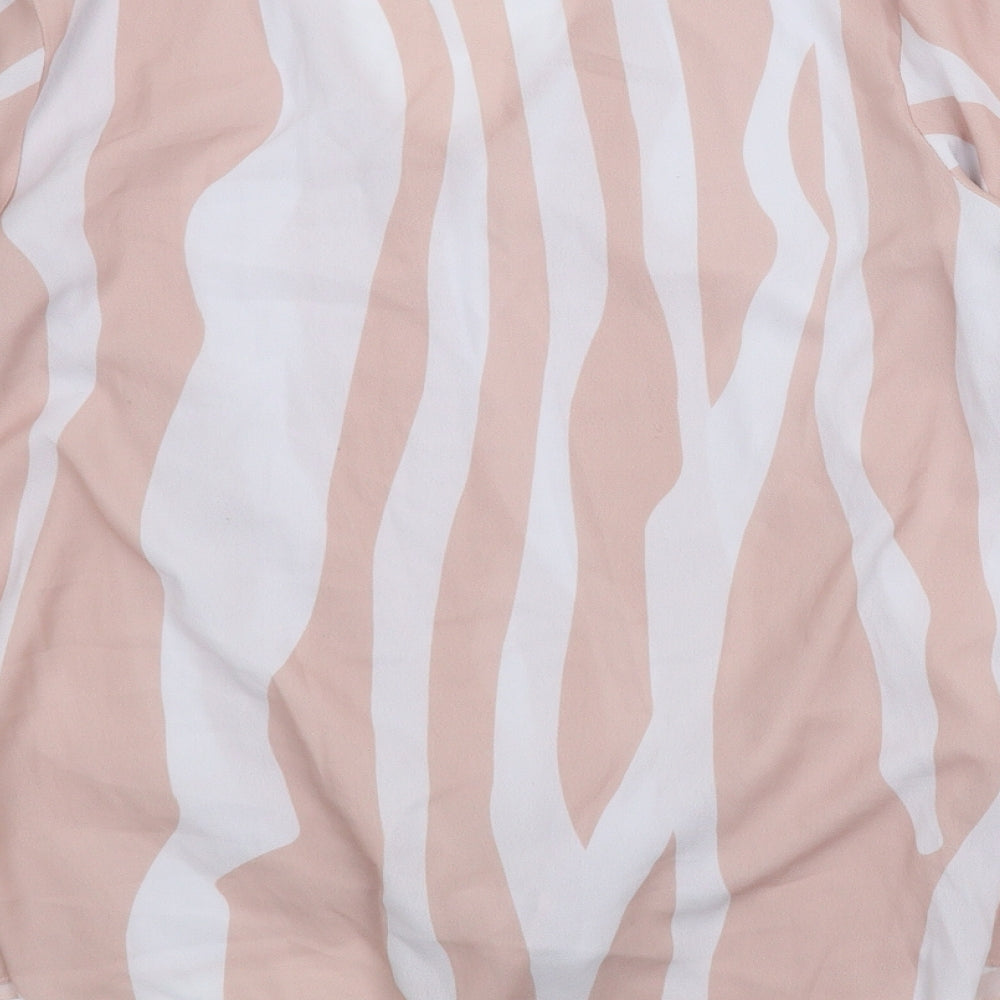 Preworn Womens Pink Animal Print Basic Blouse Size M