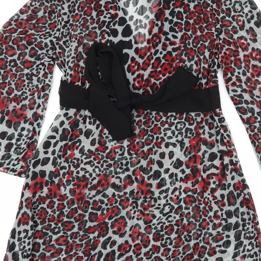 John Richmond Womens Multicoloured Animal Print Basic Blouse Size 8 - Sheer