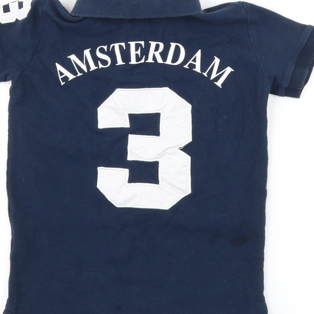 Amsterdam Sports Colletcion Boys Blue Jersey Basic T-Shirt Size 4 Years - Amsterdam