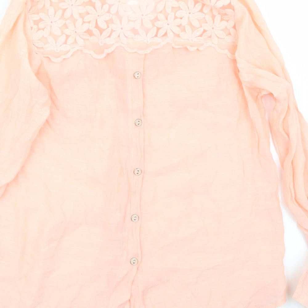 Mine Womens Orange Basic Button-Up Size S