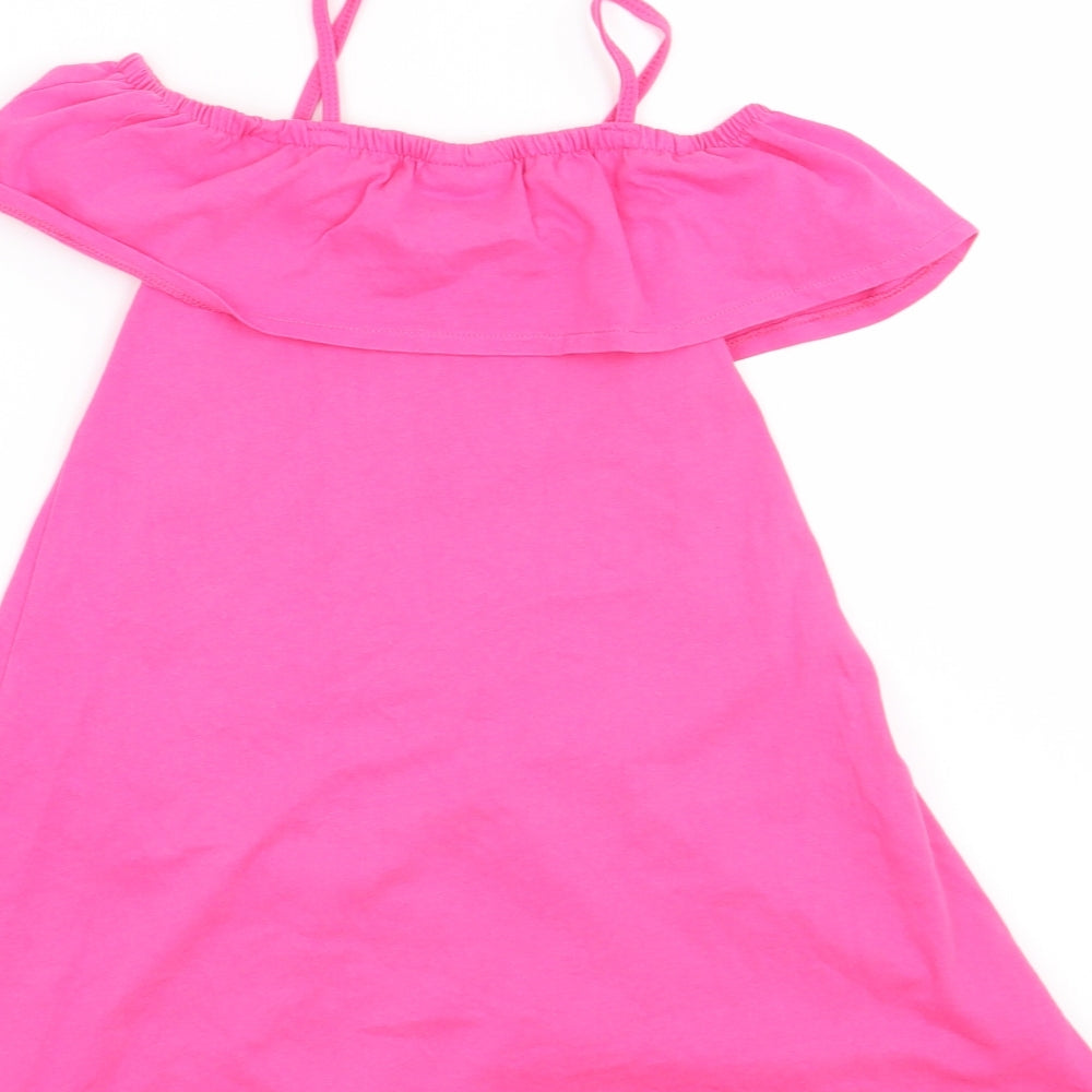 Matalan Girls Pink T-Shirt Dress Size 7 Years